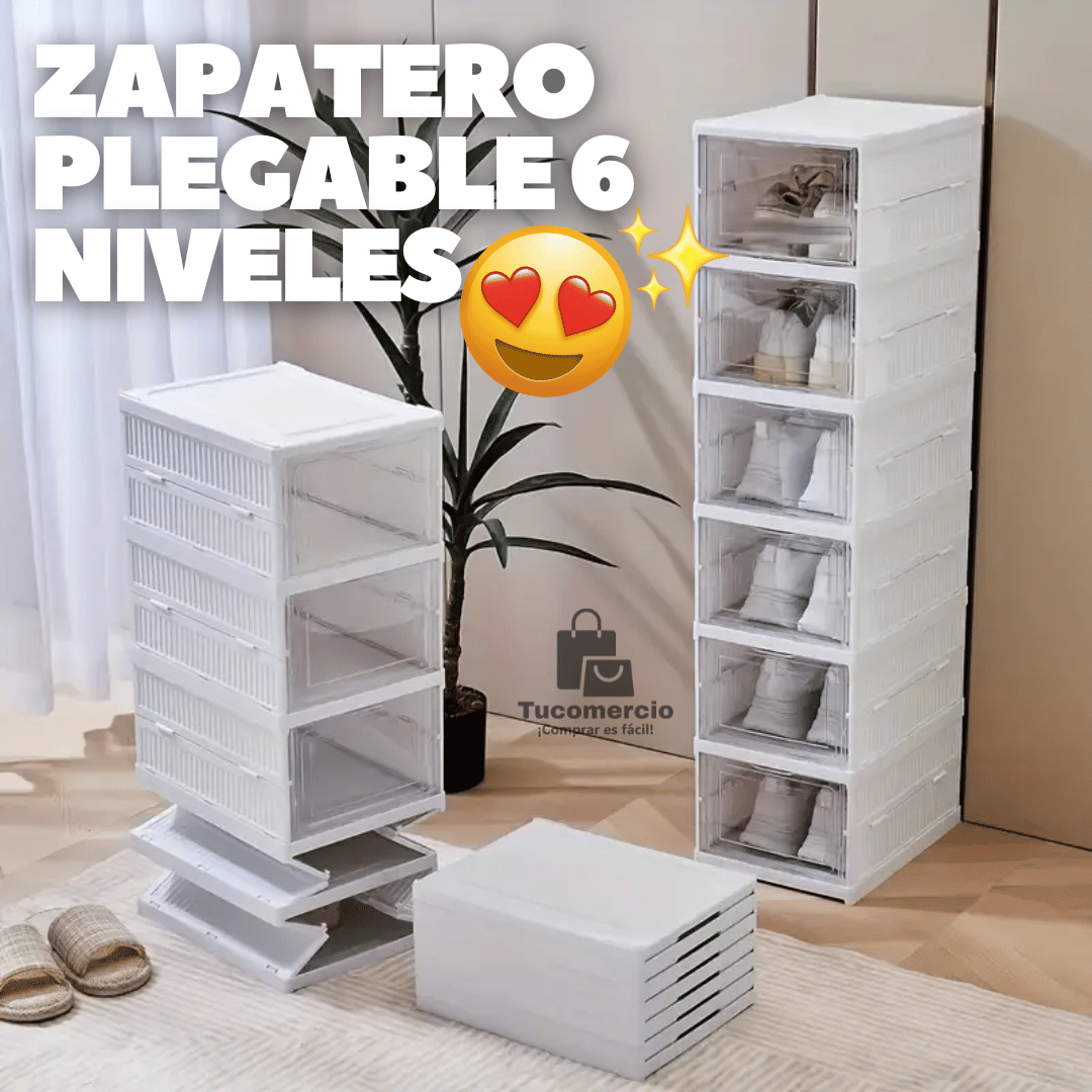 Zapatero Plegable de 6 niveles PP + Acrílico