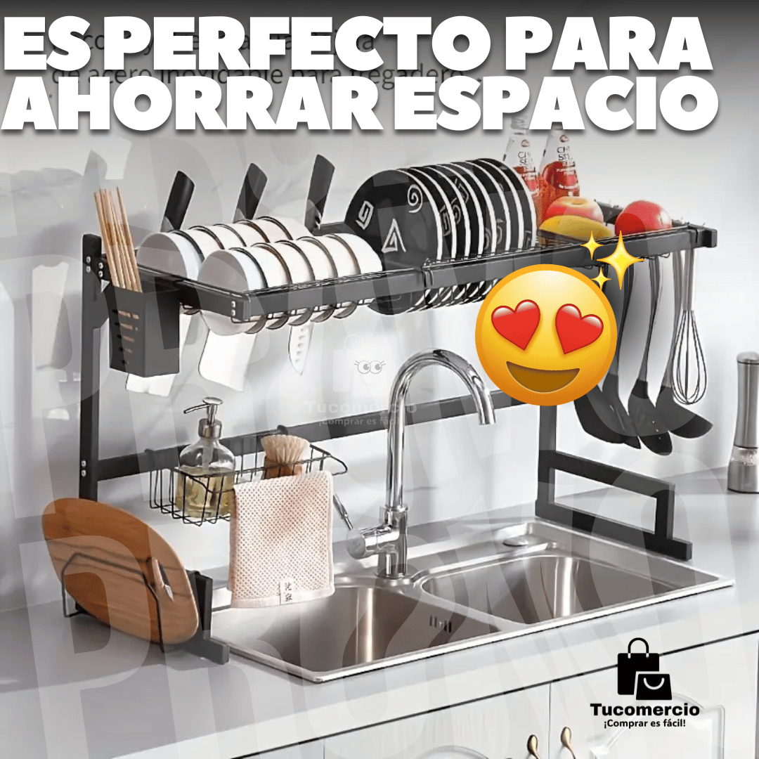 Platero Escurridor ELEVADO Ahorrador de espacio en Acero Inoxidable + Envío Gratis