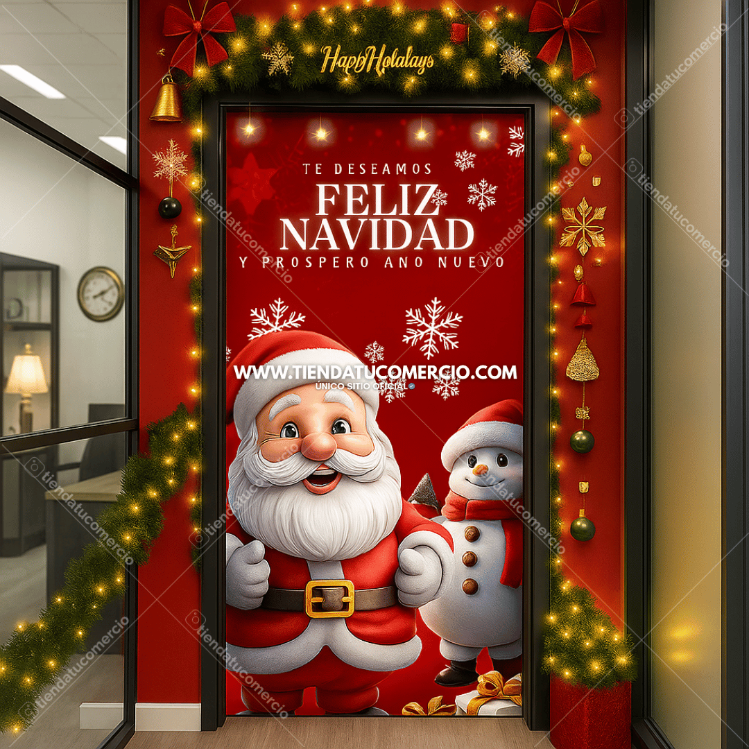 Funda para puerta de navidad en tela piel de durazno