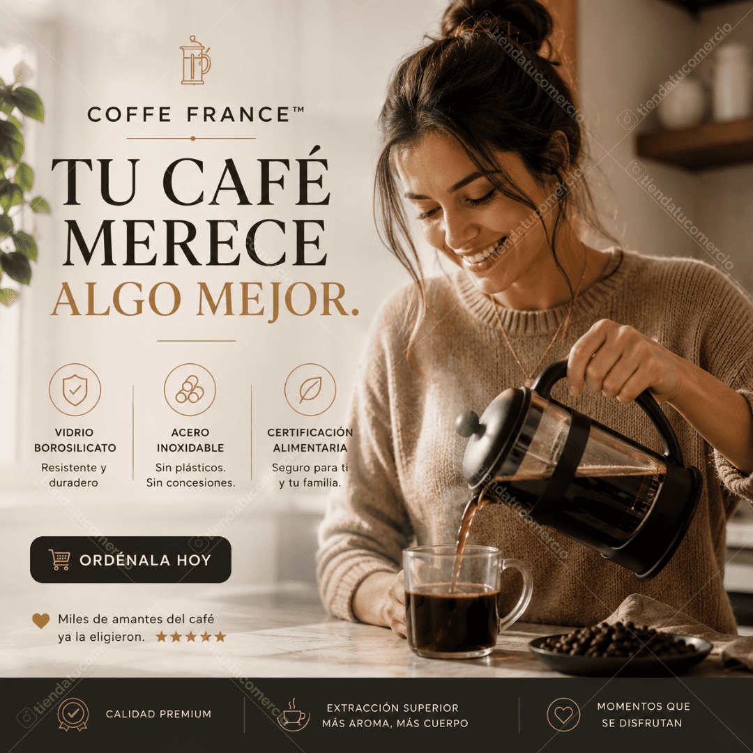 COFFE FRANCE™ - Prensa francesa de 1 litro