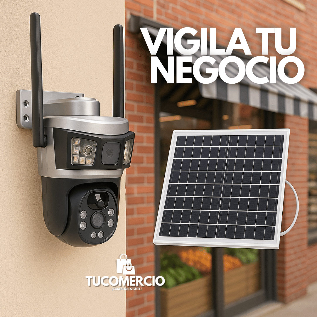 Cámara de seguridad doble lente con Panel solar y conexión 4G
