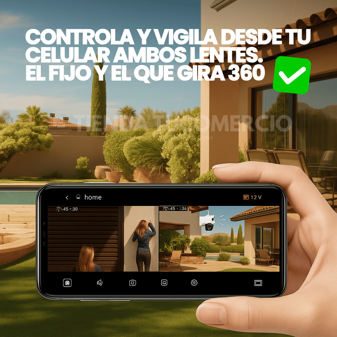 Camara de seguridad y vigilacia doble lente con funciones avanzadas