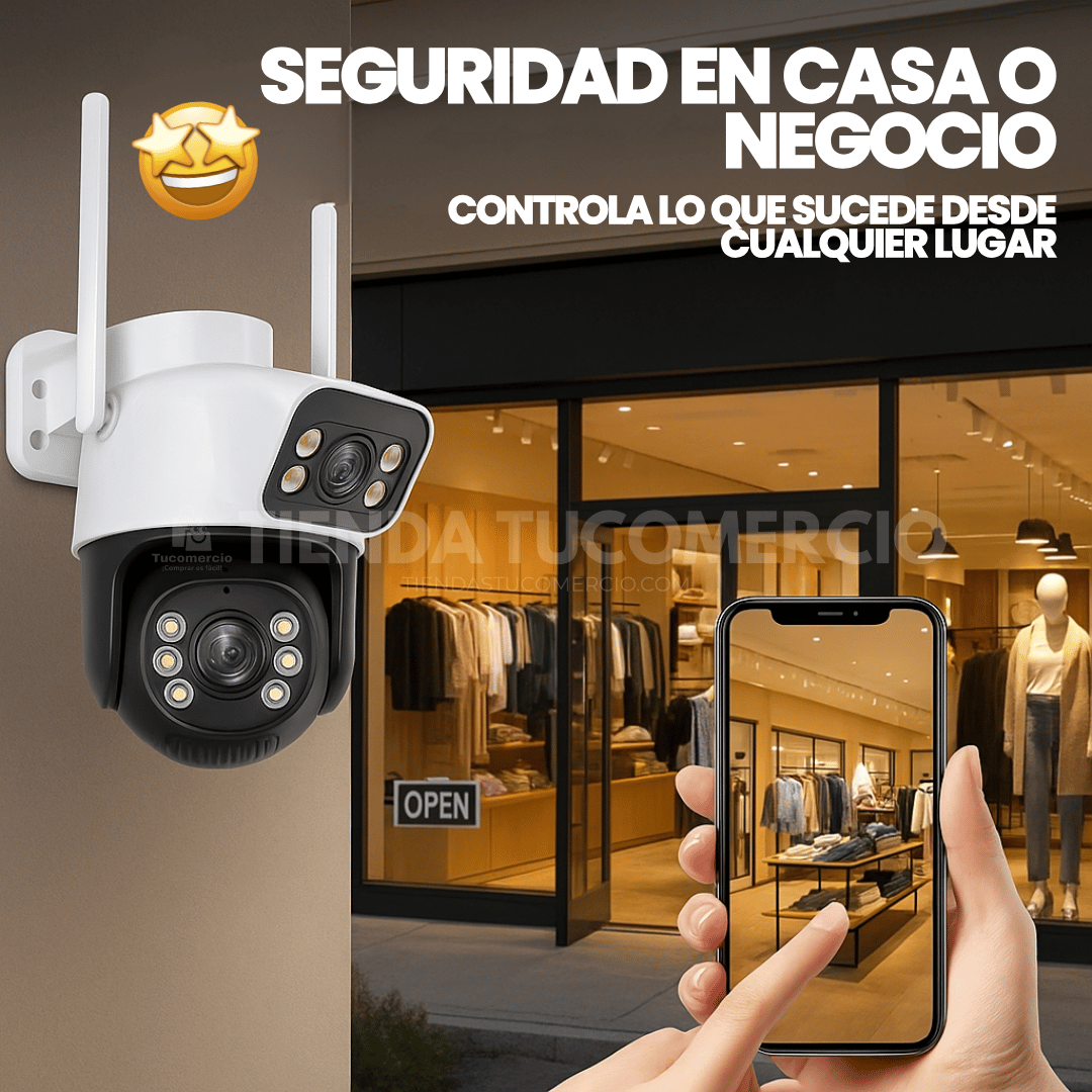 Camara de seguridad y vigilacia doble lente con funciones avanzadas