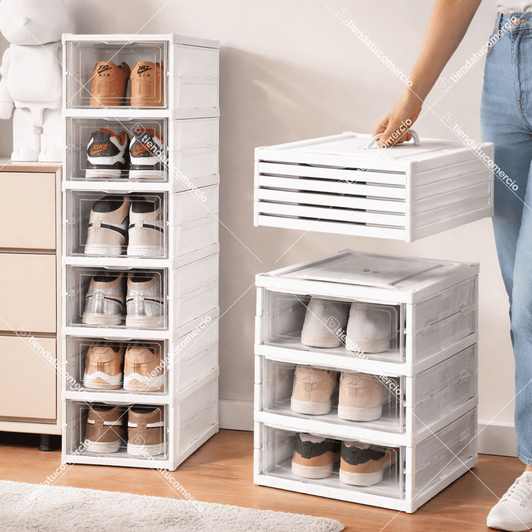 Zapatero Plegable de 6 niveles PP + Acrílico