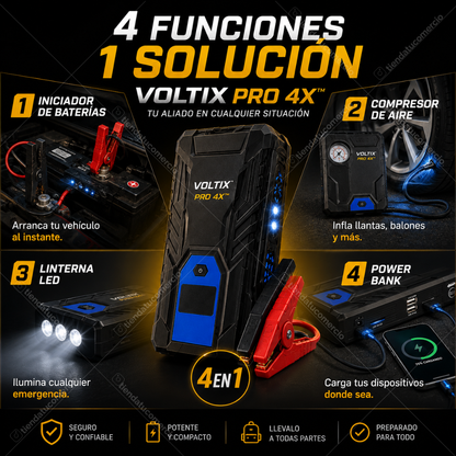 VOLTIX PRO 4X™  – Kit de Emergencia Automotriz 4 en 1