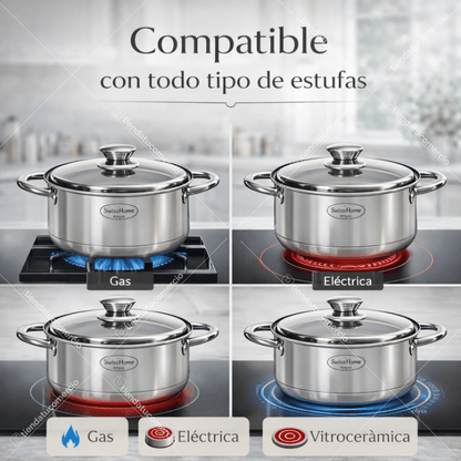 SWISSHOME ELITE™ — Juego de Ollas Acero Quirúrgico