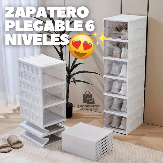 Zapatero Plegable de 6 niveles PP + Acrílico