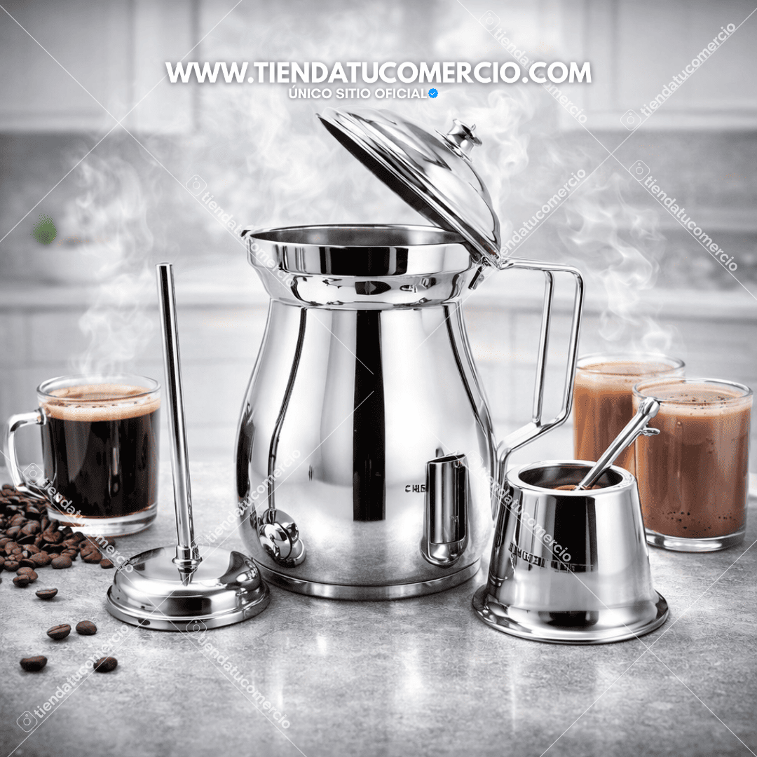Olleta cafetera y chocolatera 2 Litros en Acero inoxidable Quirurgico: calidad suiza