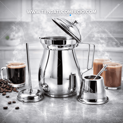 Olleta cafetera y chocolatera 2 Litros en Acero inoxidable Quirurgico: calidad suiza