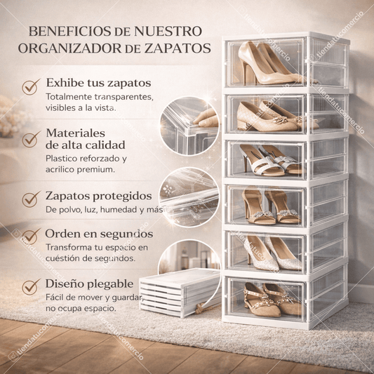 Zapatero Plegable de 6 niveles PP + Acrílico