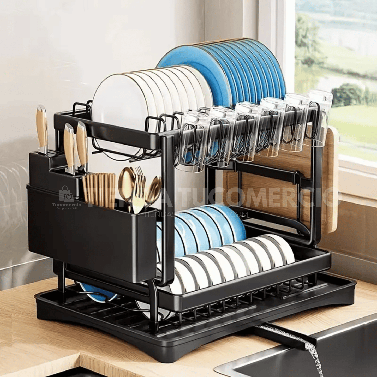 Escurridor de Platos 2 niveles en Acero inoxidable PREMIUM