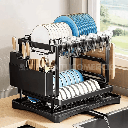 Escurridor de Platos 2 niveles en Acero inoxidable PREMIUM