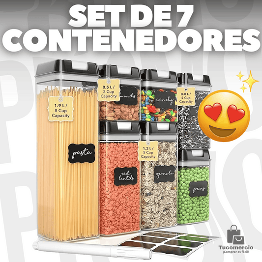 Juego de 7 contenedores herméticos para almacenar alimentos