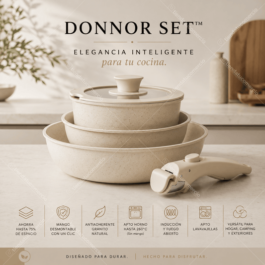 DONNOR SET™ - Juego de sartenes con mango desmontable