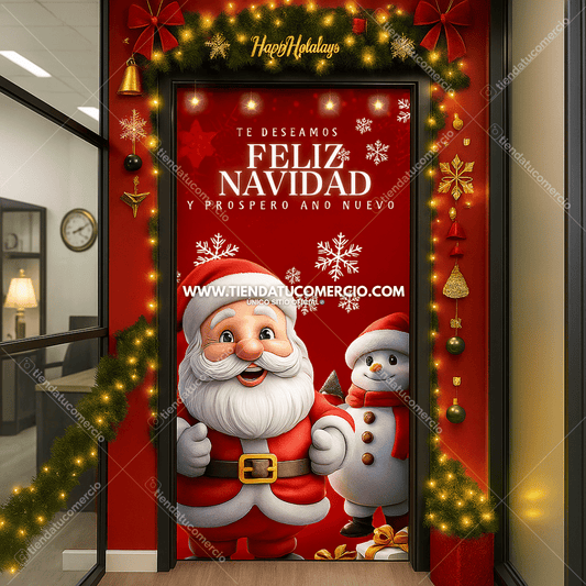 Funda para puerta de navidad en tela piel de durazno