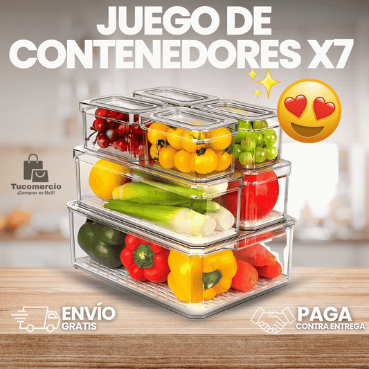 Juego de 7 organizadores para nevera con sistema de drenaje