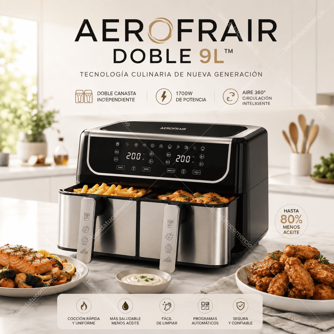 AEROFRAIR DOBLE 9L™ – Freidora de Doble Canasta