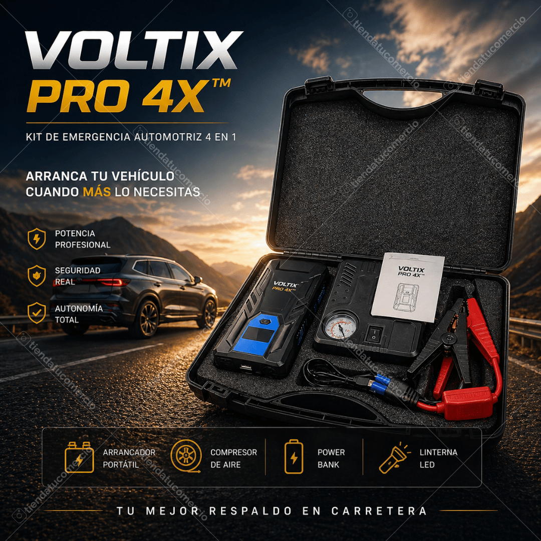 VOLTIX PRO 4X™  – Kit de Emergencia Automotriz 4 en 1
