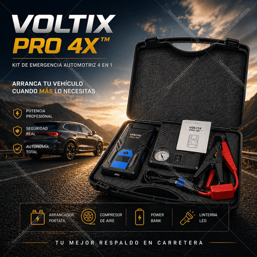 VOLTIX PRO 4X™  – Kit de Emergencia Automotriz 4 en 1