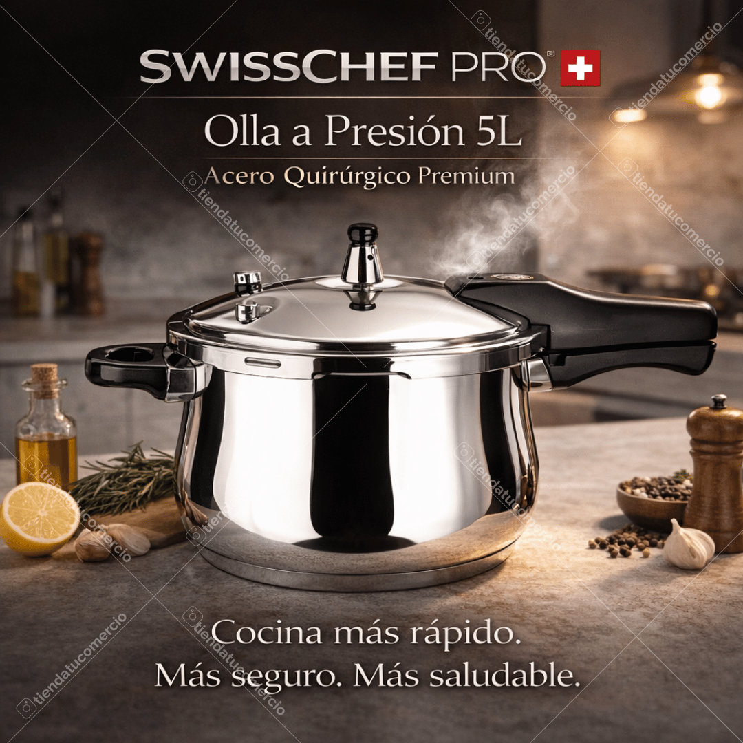 SWISSCHEF PRO™ — Olla a Presión 5L Acero Quirúrgico