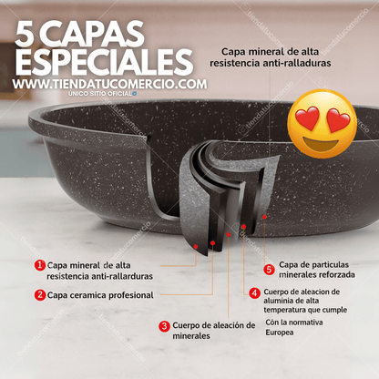 Juego de 3 sartenes en marmol SWISSHOME calidad PREMIUM