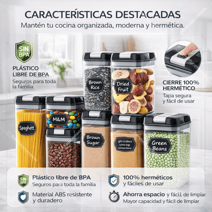 Juego de 7 contenedores herméticos para almacenar alimentos
