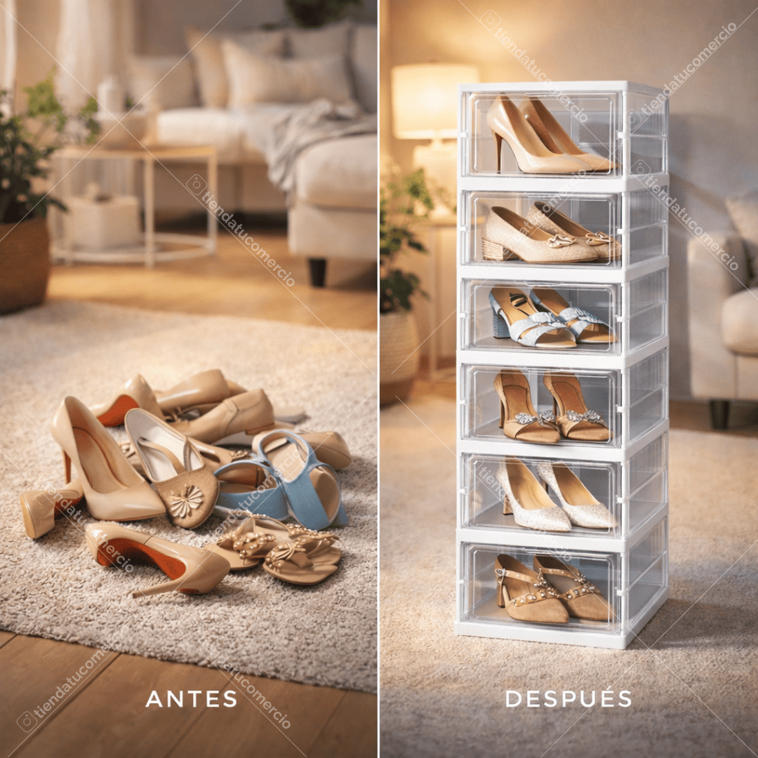 Zapatero Plegable de 6 niveles PP + Acrílico