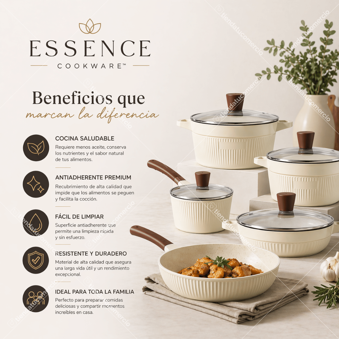 ESSENCE COOKWARE™ - Juego de ollas antiadherentes 16 piezas.