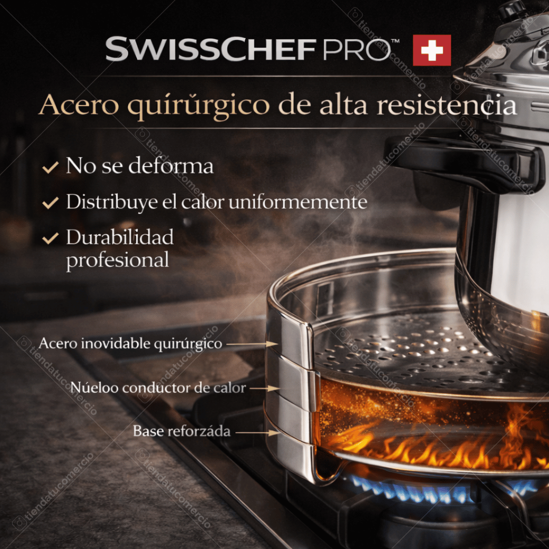 SWISSCHEF PRO™ — Olla a Presión 5L Acero Quirúrgico