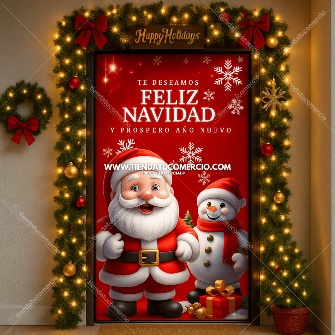 Funda para puerta de navidad en tela piel de durazno