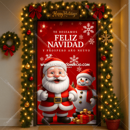 Funda para puerta de navidad en tela piel de durazno
