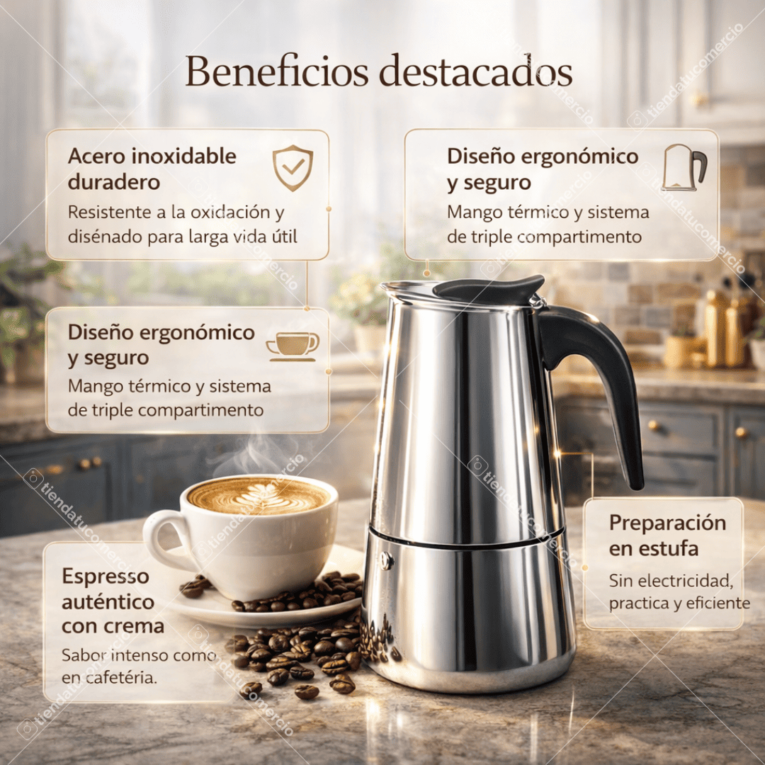 Milano Espresso 450™ – Cafetera Italiana Profesional en Acero Inoxidable