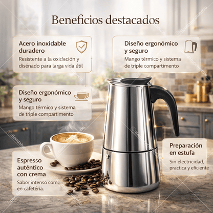 Milano Espresso 450™ – Cafetera Italiana Profesional en Acero Inoxidable