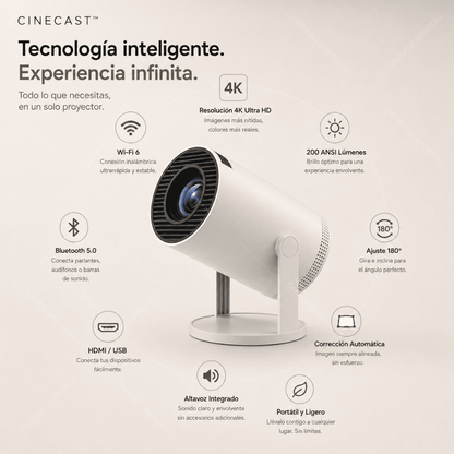 CINECAST™ - Proyector Smart Cinema 4K Portátil