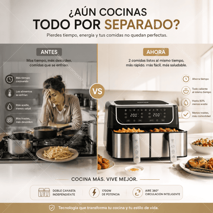 AEROFRAIR DOBLE 9L™ – Freidora de Doble Canasta