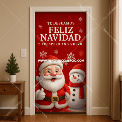 Funda para puerta de navidad en tela piel de durazno