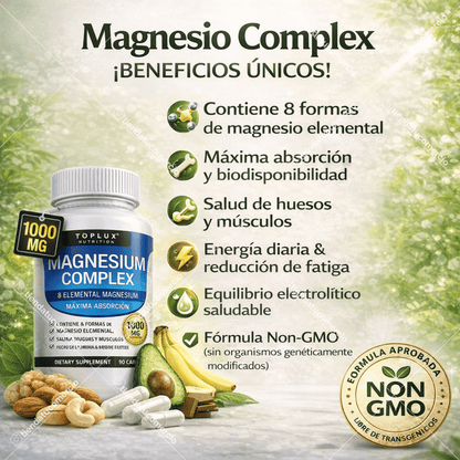 Magnesio Complex 8 Tipos | Energía, Descanso Profundo y Salud Muscular