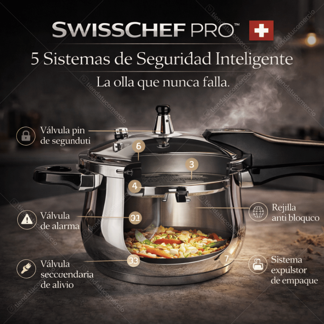 SWISSCHEF PRO™ — Olla a Presión 5L Acero Quirúrgico