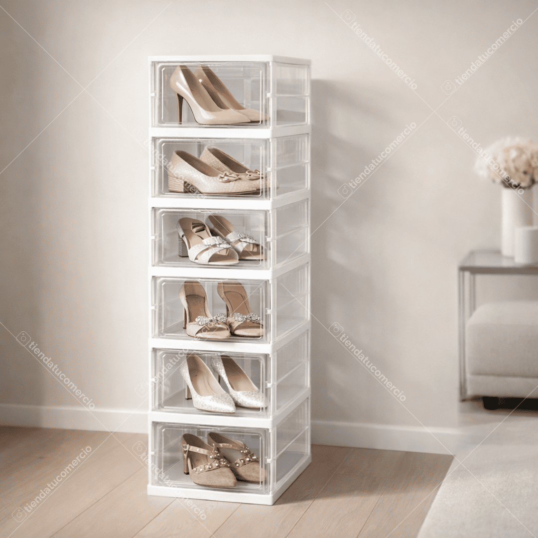Zapatero Plegable de 6 niveles PP + Acrílico