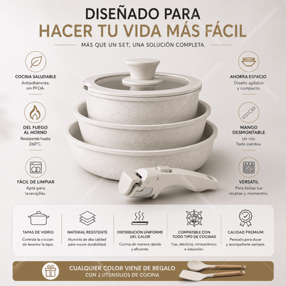 DONNOR SET™ - Juego de sartenes con mango desmontable