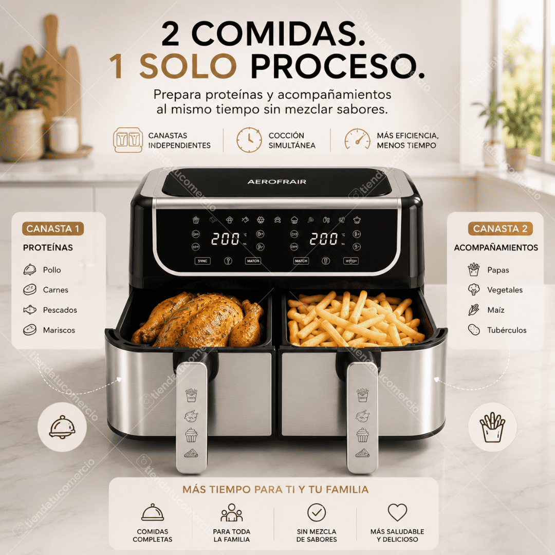 AEROFRAIR DOBLE 9L™ – Freidora de Doble Canasta