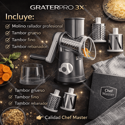 GRATER PRO 3X™ — Rallador Multifunción Profesional
