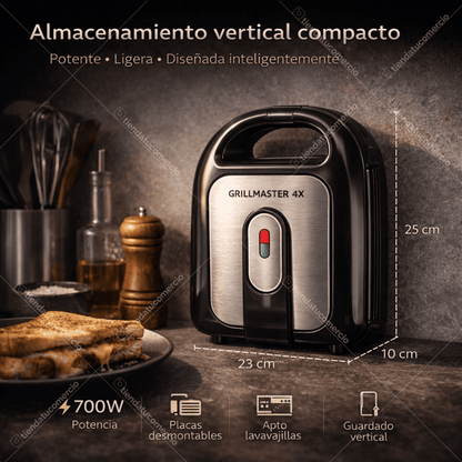 GRILLMASTER 4X™ — Sandwichera Multifunción Pro
