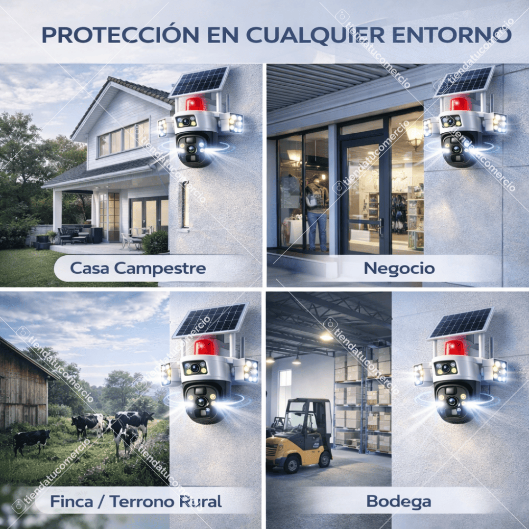 SOLARVISION 4G™ — Cámara Triple Lente con Panel Solar