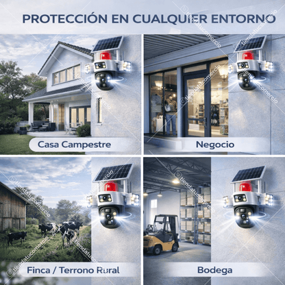SOLARVISION 4G™ — Cámara Triple Lente con Panel Solar