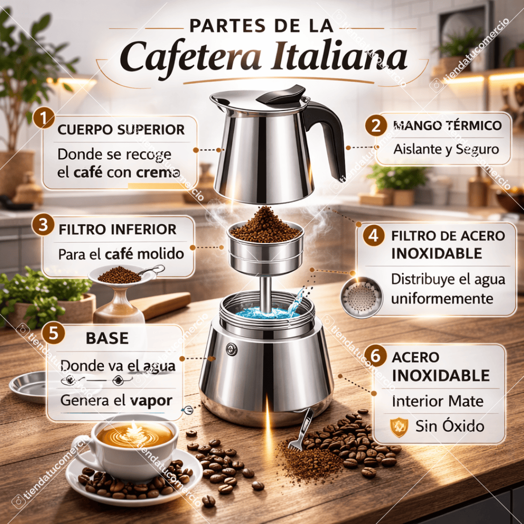 Milano Espresso 450™ – Cafetera Italiana Profesional en Acero Inoxidable