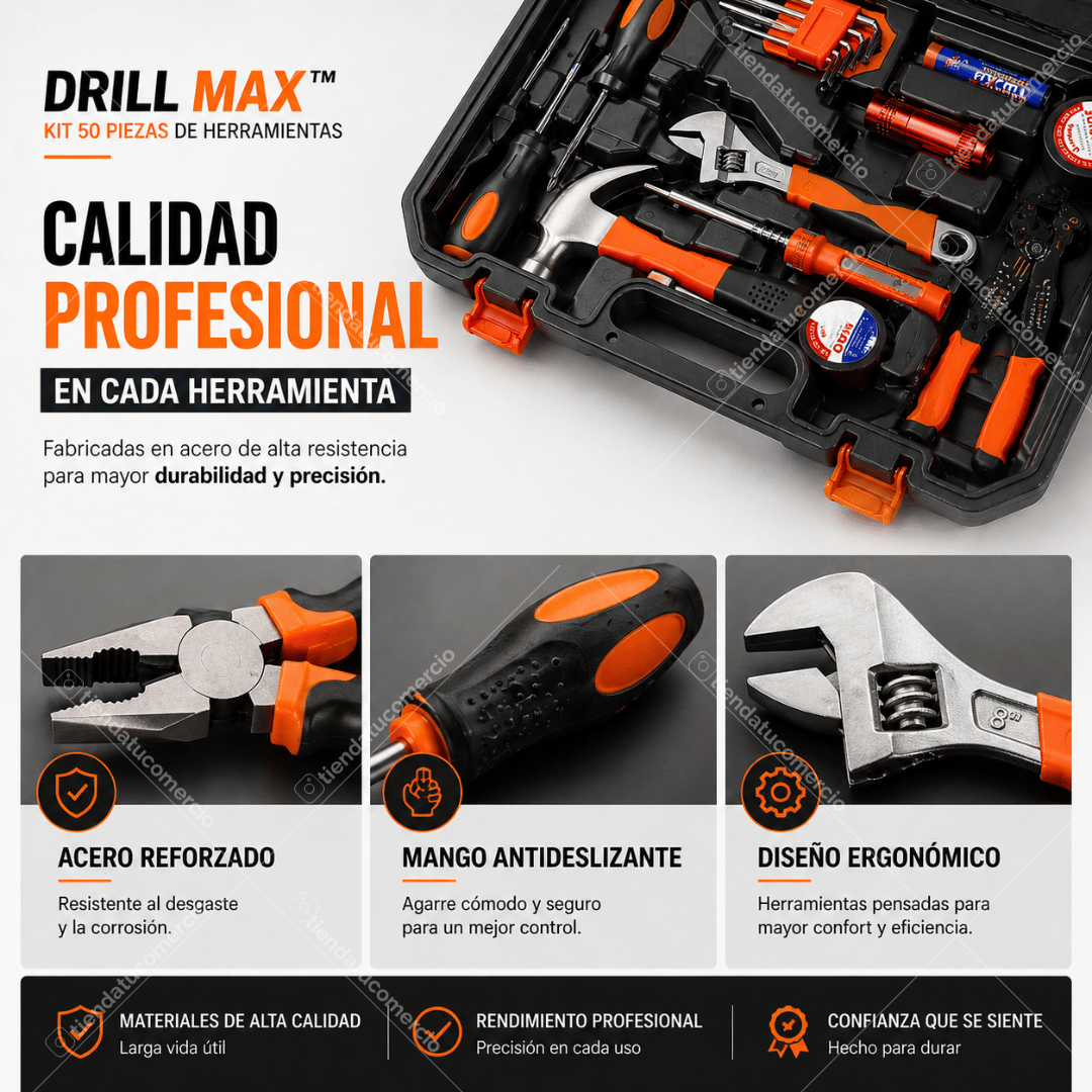 DRILL MAX™ – Kit 50 Piezas de Herramientas
