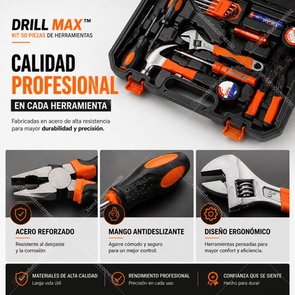 DRILL MAX™ – Kit 50 Piezas de Herramientas