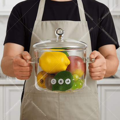 CRYSTALCOOK™ — Olla de Borosilicato 1.5L Resistente al Calor