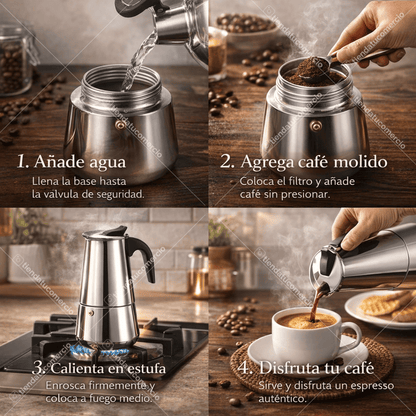 Milano Espresso 450™ – Cafetera Italiana Profesional en Acero Inoxidable